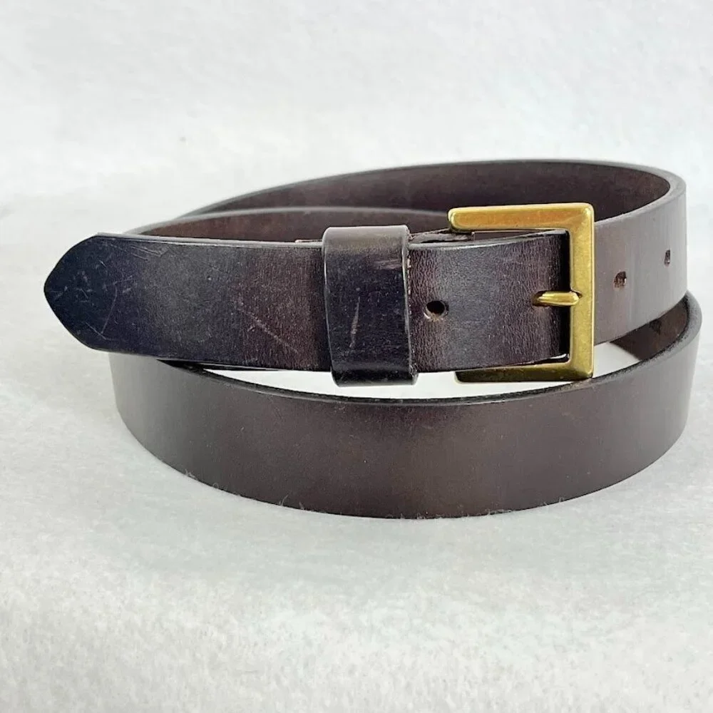 Eddie Bauer Leather Belt Classic Old Money Luxury Academia Prep Brown 3XL